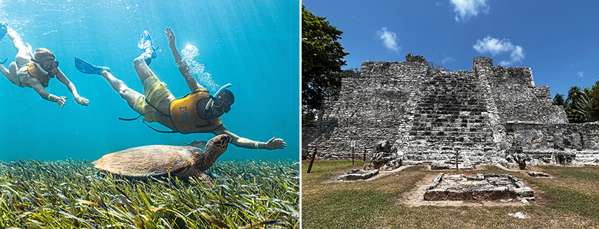 snorkel y ruinas mayas