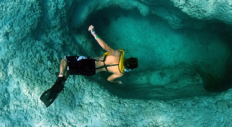 Underwater cenote diving